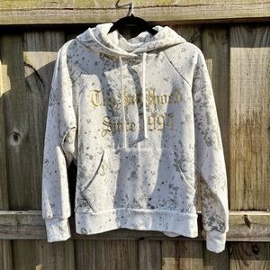 NWOT Women’s All Saints Hoodie XS Gold & Silver Abstract Design